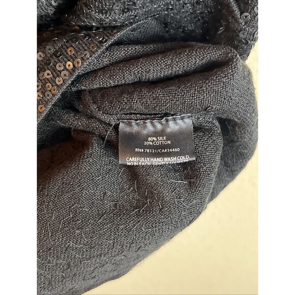 Eileen Fisher Black Sequin Silk Blend Surplice Neck Cami Tank Top Size M - Picture 7 of 10
